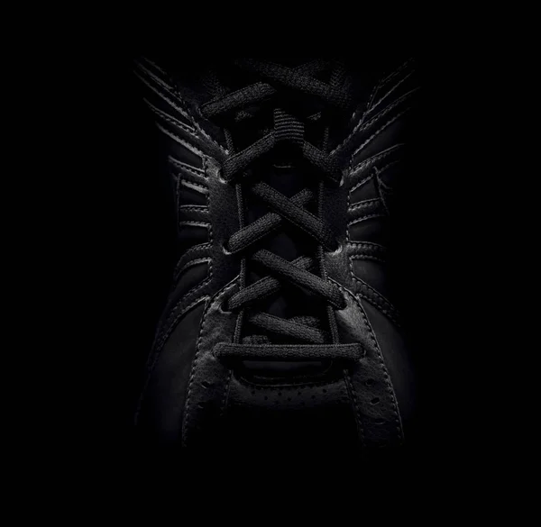 Close Laced Sneaker Black Background — Stock Photo, Image