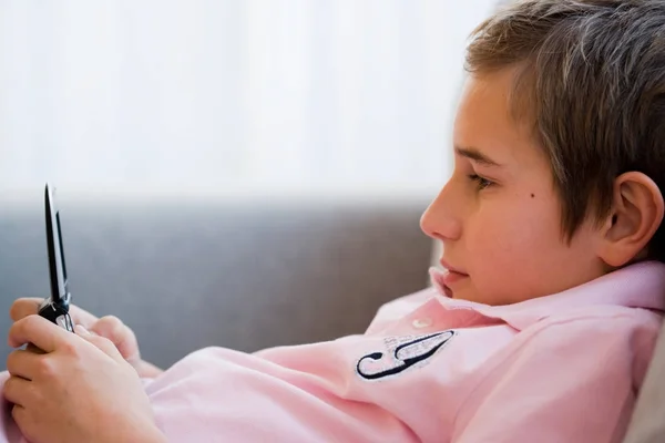 Boy Playing Mobile Phone — Stock Photo, Image