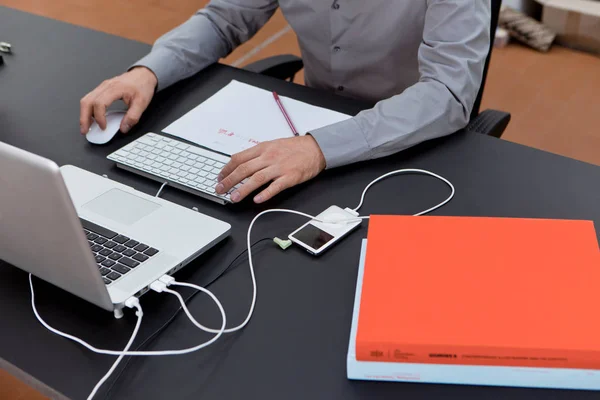 Hands Working Keyboard Mouse — Stock Photo, Image