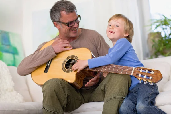 Father Son Guitar — Stock Photo, Image