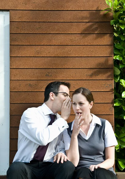 Surprised Woman Hears Office Gossip — Stock Photo, Image