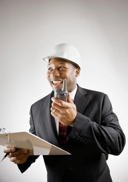 Geschäftsmann Mit Walkie Talkie — Stockfoto