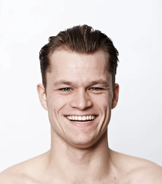 Homem Sorrindo Isolado Fundo Branco — Fotografia de Stock