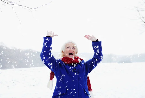 Starszych Kobiet Śniegu — Zdjęcie stockowe