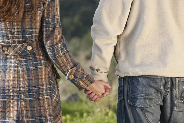 Imagen Recortada Pareja Joven Cogida Mano Naturaleza —  Fotos de Stock