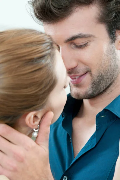 Close Young Couple Kissing Stock Photo