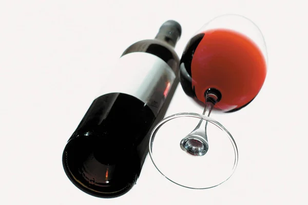 Copo Garrafa Vinho Tinto — Fotografia de Stock