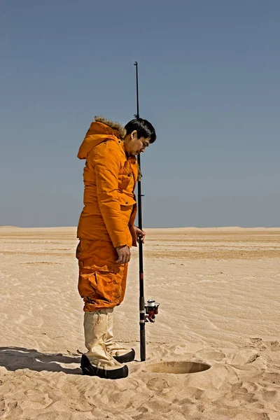 Eskimo Pesca Deserto — Fotografia de Stock