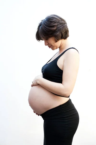 Pregnant Woman Isolated White Background — Stock Photo, Image