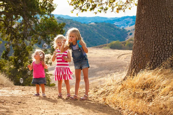 Ragazze Che Soffiano Bolle Diablo State Park California Usa — Foto Stock