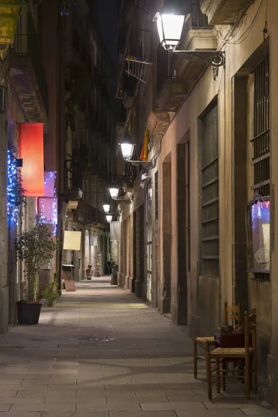 Alley Gothic Quarter Night Barcelona Catalonia Spain — ストック写真