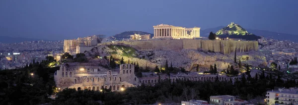 Akropol Ateny Grecja Wieczorem — Zdjęcie stockowe