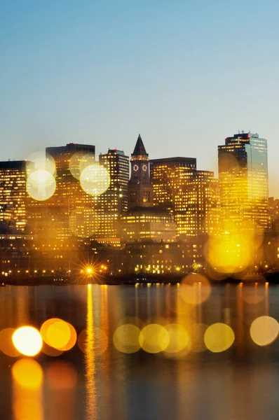 Lights Skyline Boston Massachusetts Usa — ストック写真