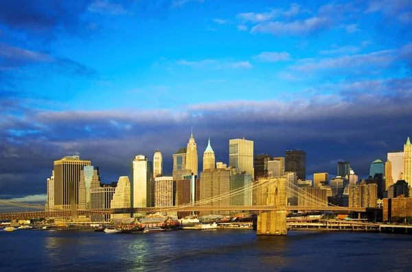 Puente Brooklyn Horizonte Nueva York — Foto de Stock