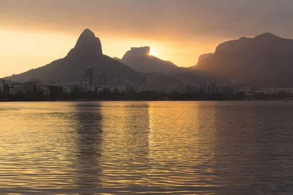 Lagoa Rodrigo Freitas Der Abenddämmerung Rio Janeiro Brasilien — Stockfoto