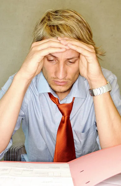 Travailleur Bureau Stressé — Photo