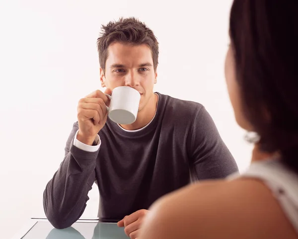 Hombre Tomando Café Con Mujer — Foto de Stock