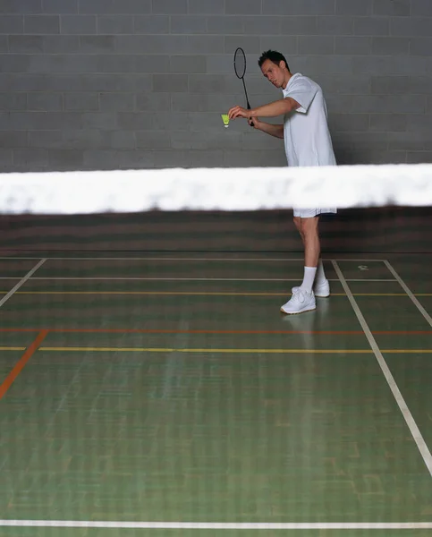 male badminton player playing badminton