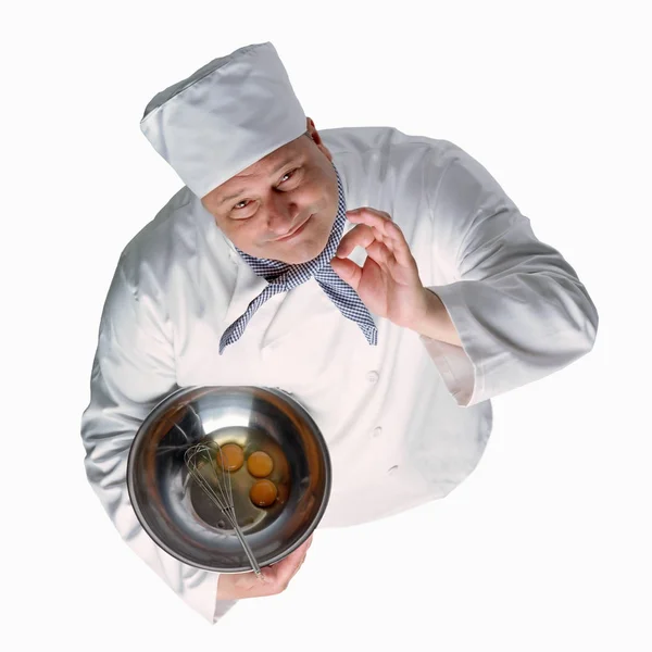 Chef Posando Sobre Fondo Blanco —  Fotos de Stock