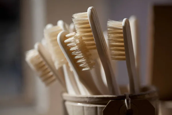 Toothbrushes Pot Close — Stock Photo, Image