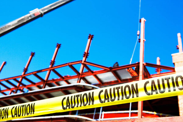 Caution tape at construction site