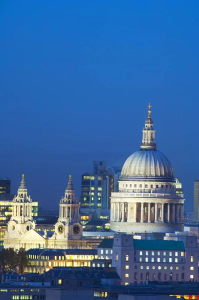Utsikt Över Natten Skyline Och Pauls Katedral London Storbritannien — Stockfoto