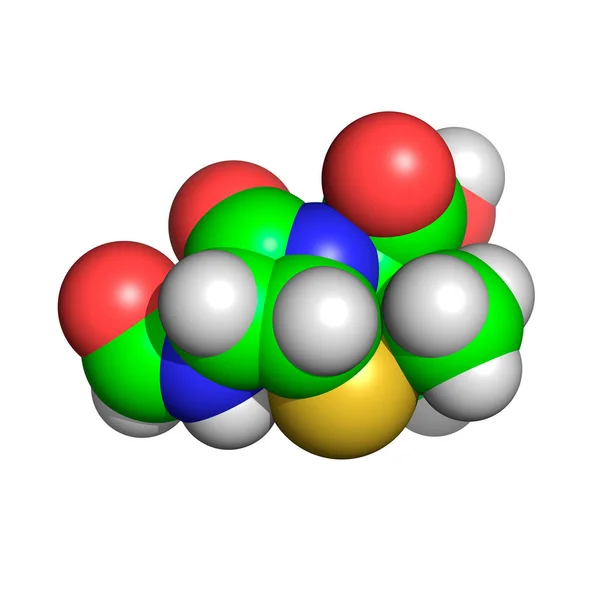 Penicillin Molekül Mit Weißem Hintergrund — Stockfoto