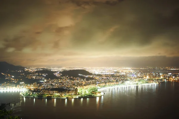 Kilátás Kikötőre Partra Éjszaka Rio Janeiro Brazília — Stock Fotó