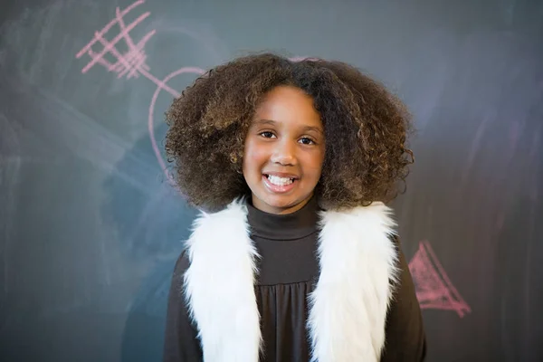 Adorable Little Girl Blackboard — Stock Photo, Image