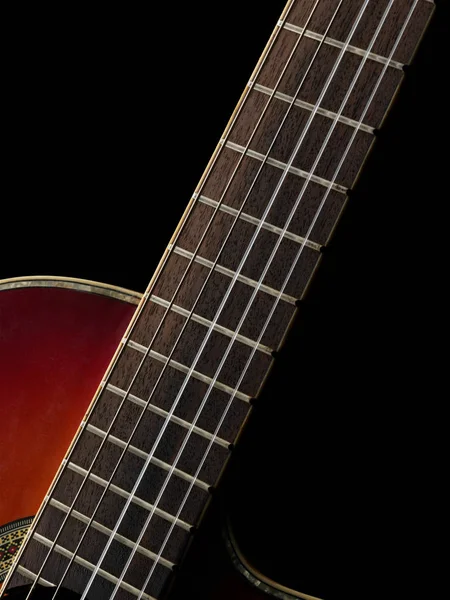 Гітарна Шия Ізольована Чорному Тлі — стокове фото
