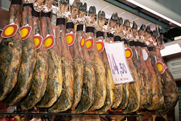 Hams Mercado Boqueria Barcelona — Fotografia de Stock