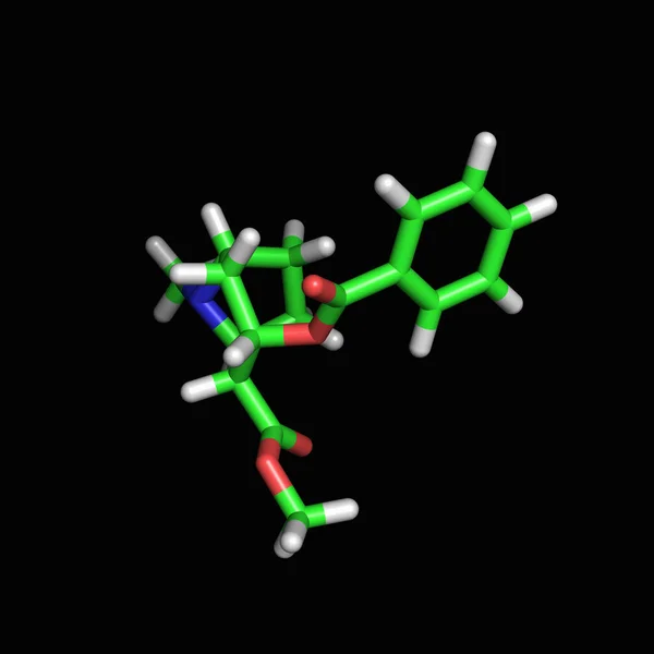 Cocaine Molecule Black Background — Stock Photo, Image