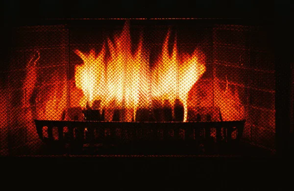 Ogień Kominku Zbliżenie — Zdjęcie stockowe
