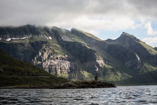 Storm Clouds Mountains Fjord Bodo Norway — Stock Photo, Image