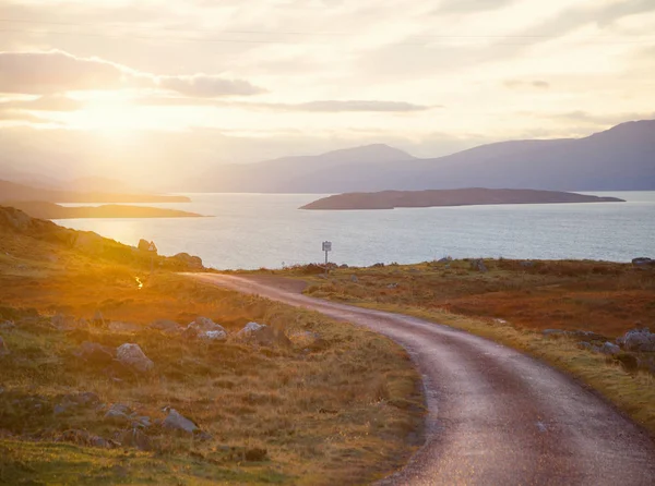 Droga Wiejska Prowadząca Loch Assynt Szkocja — Zdjęcie stockowe