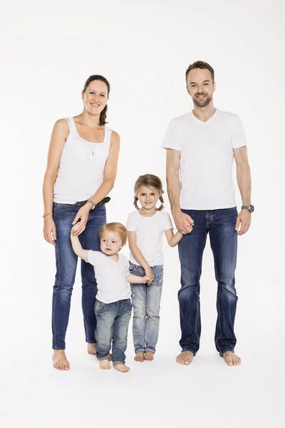 Portrait Studio Parents Avec Leur Jeune Fille Leur Fils — Photo