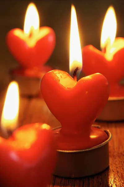 Свечи Форме Красного Сердца — стоковое фото