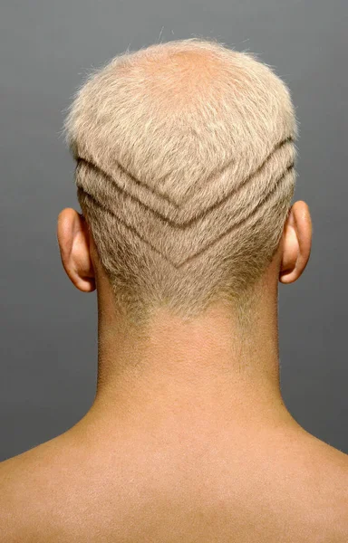 Man Lines Shaved Hair — Stock Photo, Image