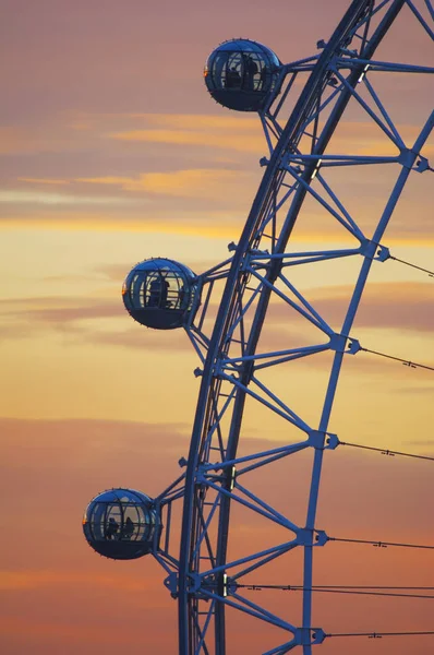 Detalhe London Eye Pôr Sol Londres Reino Unido — Fotografia de Stock