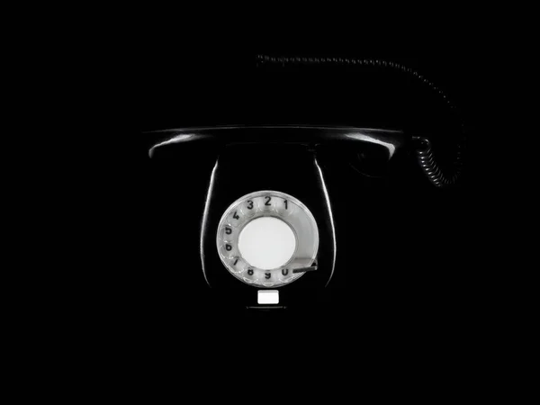 Μαύρο Τηλέφωνο Απομονωμένο Μαύρο Φόντο — Φωτογραφία Αρχείου