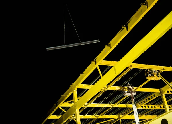 Yellow Steel Girder Framework Construction Site — Stock Photo, Image