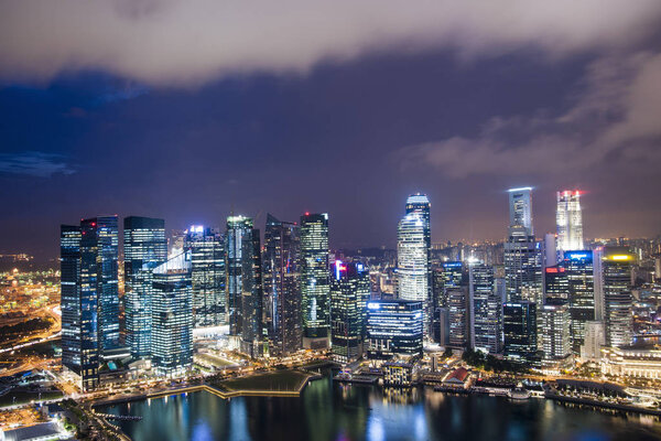 Skyline at night, Singapore