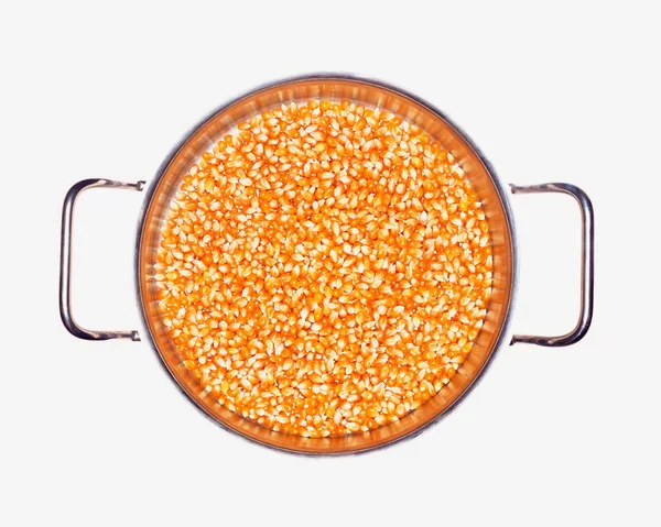 Popcornkörner in einem Metalleimer — Stockfoto
