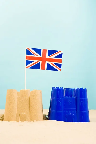 Sandcastle British Flag — 스톡 사진