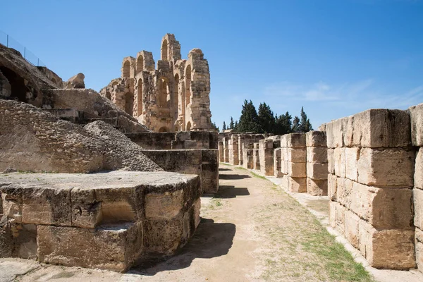 Detalj Amfiteater Ruiner Jem Tunisien — Stockfoto