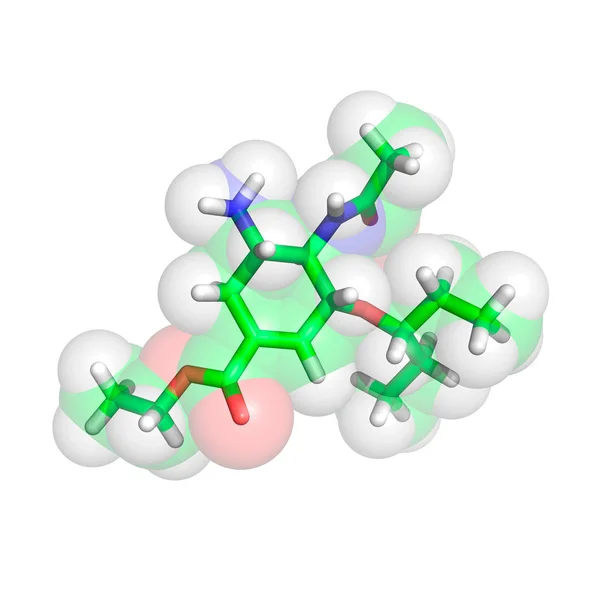 Molécula Antigripal Sobre Fondo Blanco — Foto de Stock