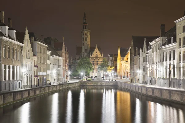 Jan Van Eyckplein Canals Bruges Βέλγιο — Φωτογραφία Αρχείου