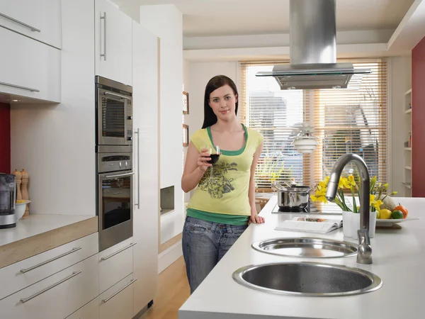 Woman Holding Glass Red Wine Stock Picture