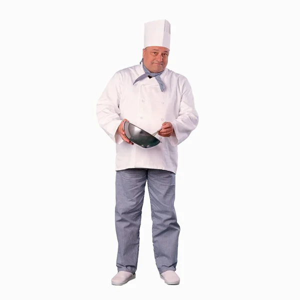 Chef Posando Sobre Fondo Blanco —  Fotos de Stock