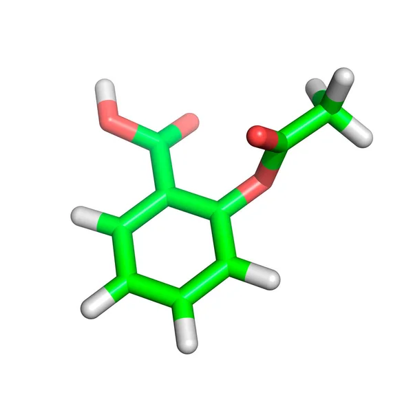 Molécule Aspirine Sur Fond Blanc — Photo